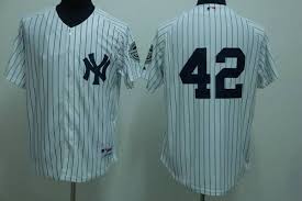 MLB New York Yankees #42 Mariano White Pinstripe Jersey 