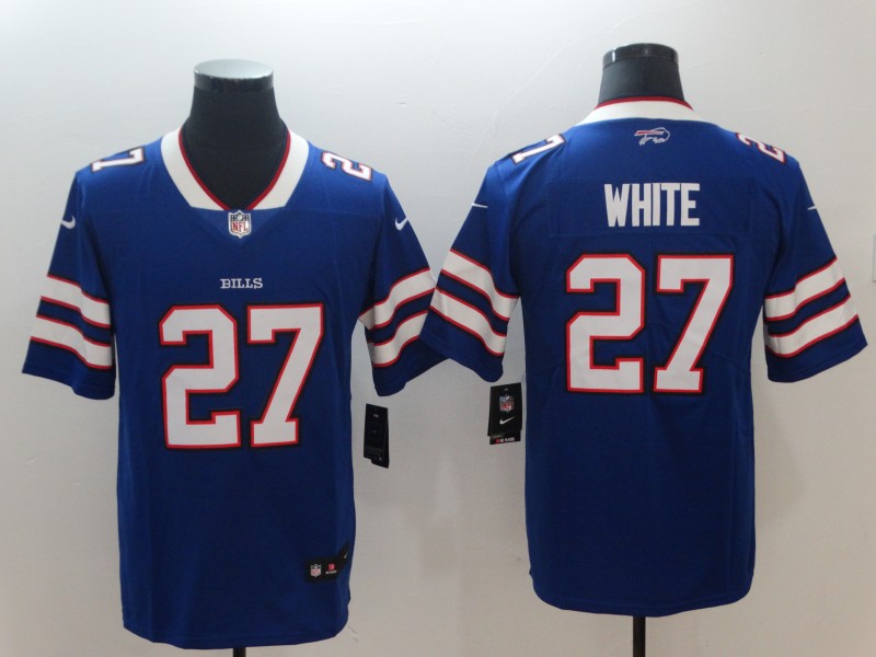 Mens Buffalo Bills #27 White Blue Vapor Limited Jersey