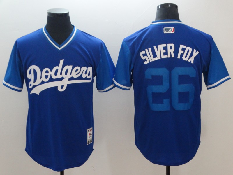 MLB Los Angeles Dodgers #26 Silver Fox Nickname Blue Pullover Jersey