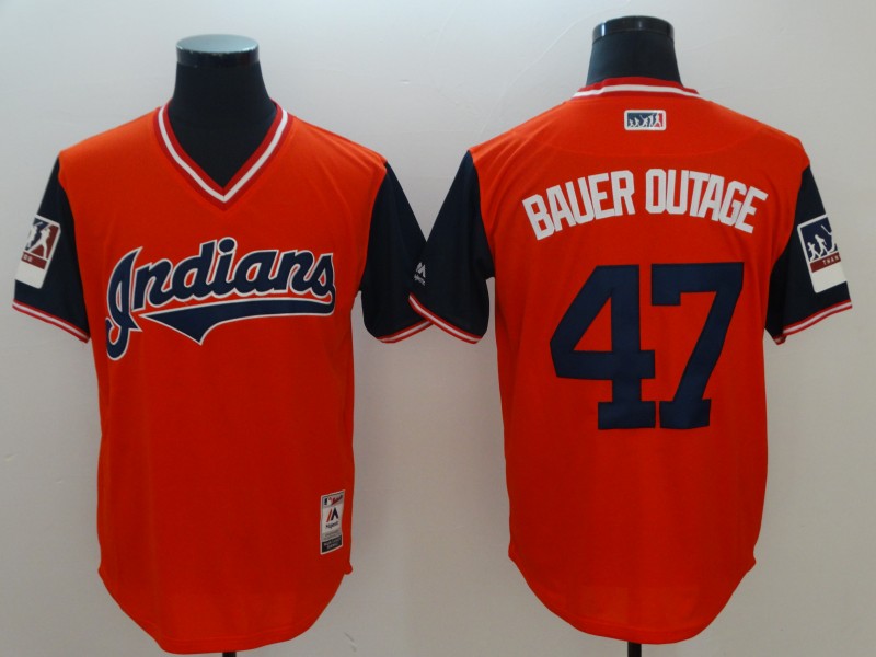 MLB Cleveland Indians #47 Bauer Dutage Nickname Pullover Jersey