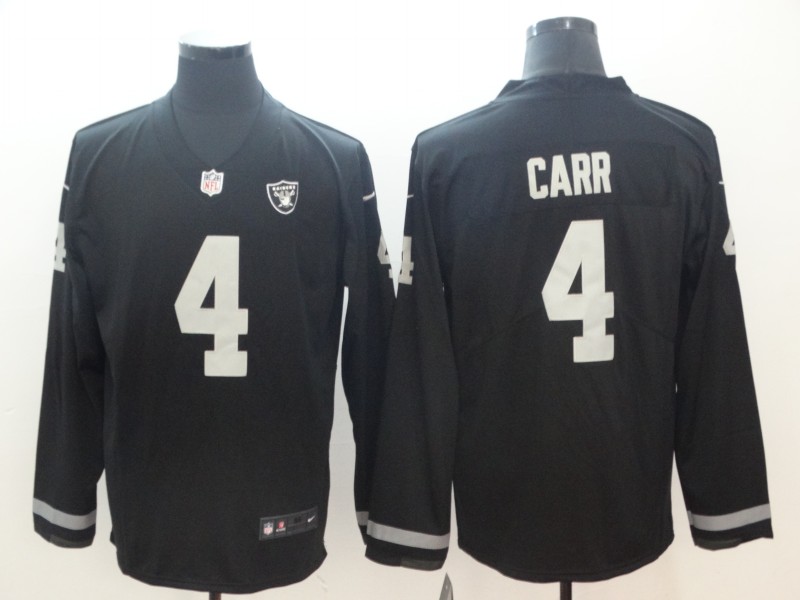 Oakland Raiders #4 Carr Black Long-Sleeve Jersey