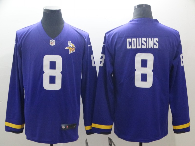 Minnesota Vikings #8 Cousins New Long-Sleeve Stitched Jersey