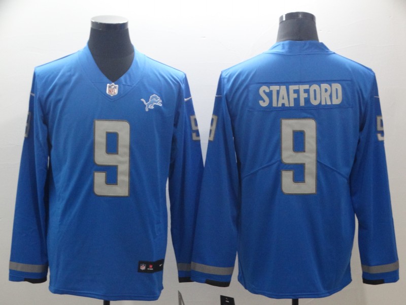 Detriot Lions #9 Stafford New Long-Sleeve Stitched Jersey