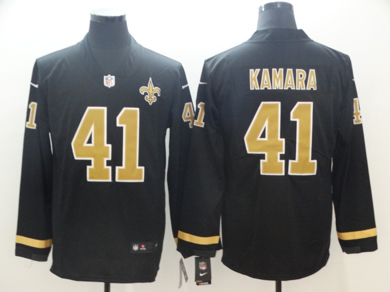 New Orleans Saints #41 Kamara Black Long-Sleeve Jersey
