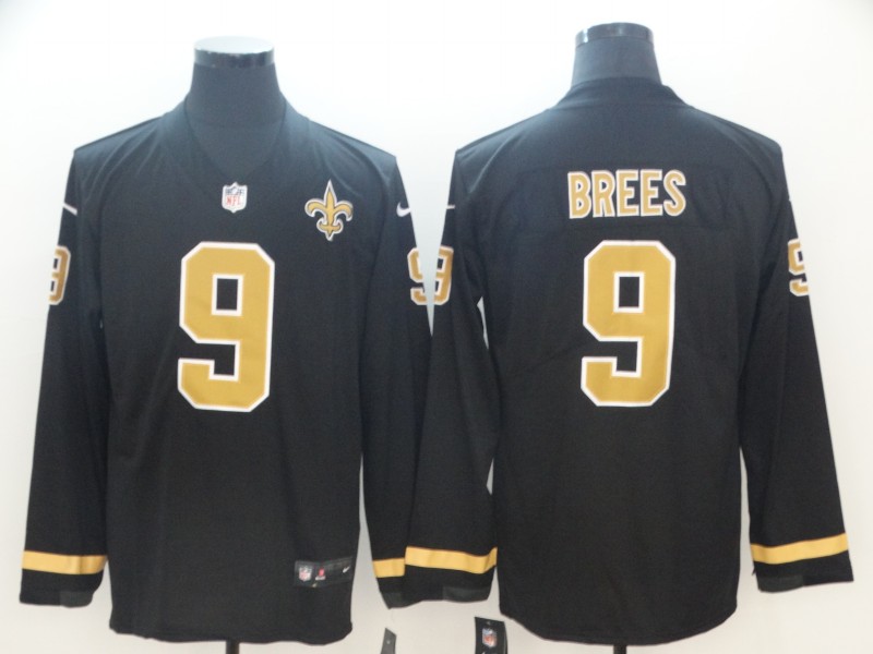 New Orleans Saints #9 Brees Black Long-Sleeve Jersey