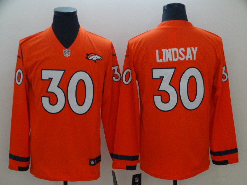 Denver Broncos #30 Lindsay New Long-Sleeve Stitched Jersey