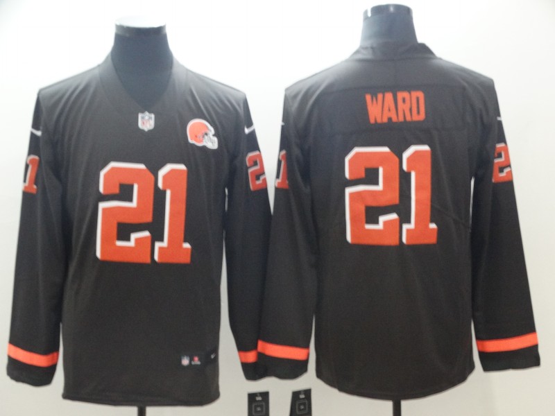 Cleveland Browns #21 Ward Long Sleeve New Jersey