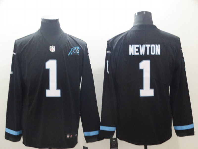Carolina Panthers #1 Newton Black Long-Sleeve Jersey