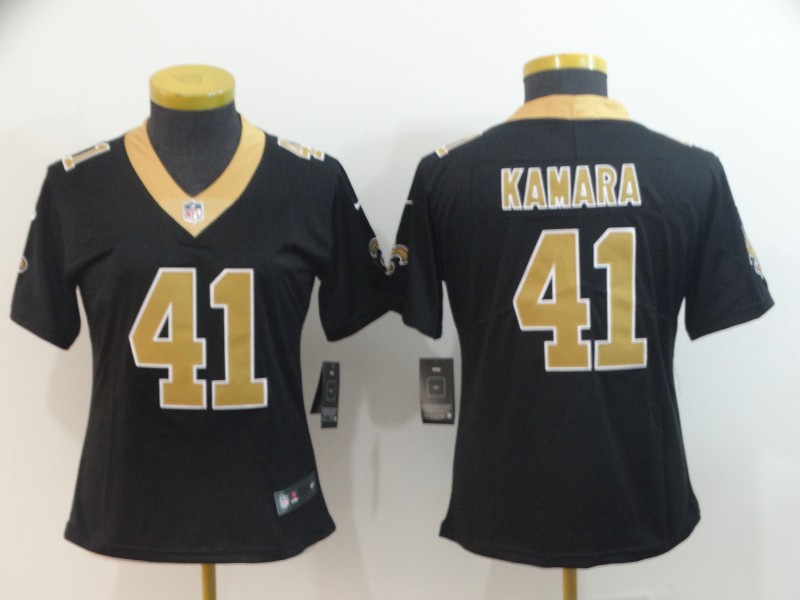 Womens NFL New Orleans Saints #41 Kamara Black Vapor Limited Jersey