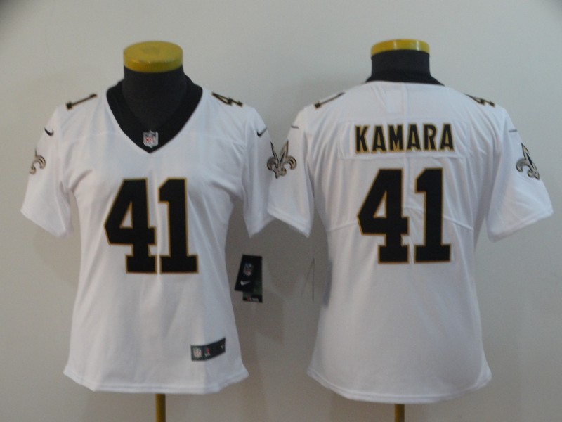 Womens NFL New Orleans Saints #41 Kamara White Vapor Limited Jersey