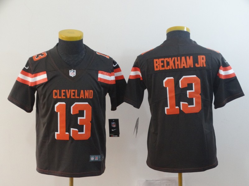 Kids NFL Cleveland Browns #13 Beckham JR Vapor Limited Brown Jersey