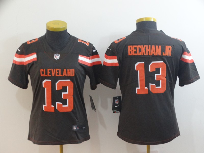 Womens NFL Cleveland Browns #13 Beckham JR Vapor Limited Brown Jersey