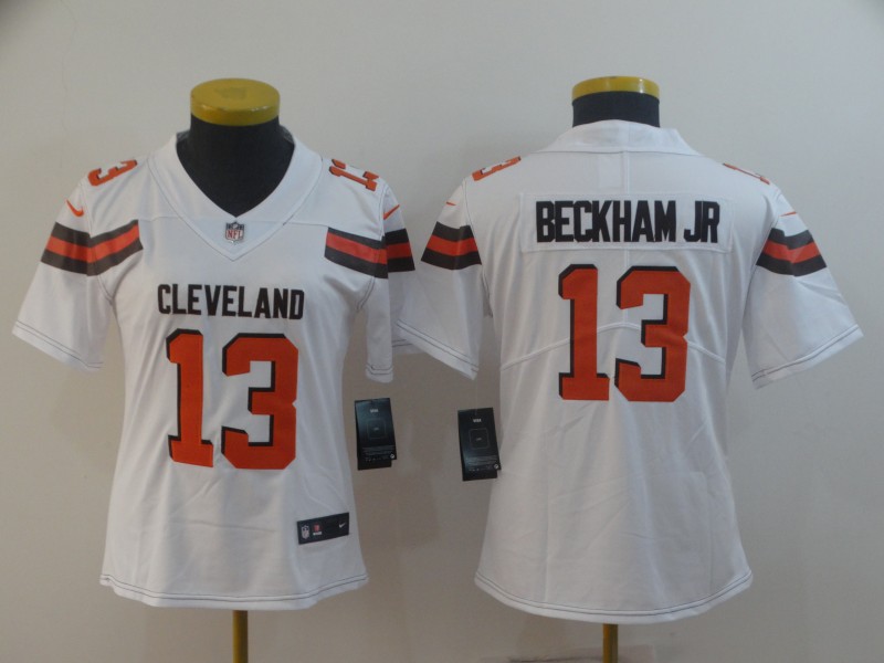Womens NFL Cleveland Browns #13 Beckham JR Vapor Limited White Jersey