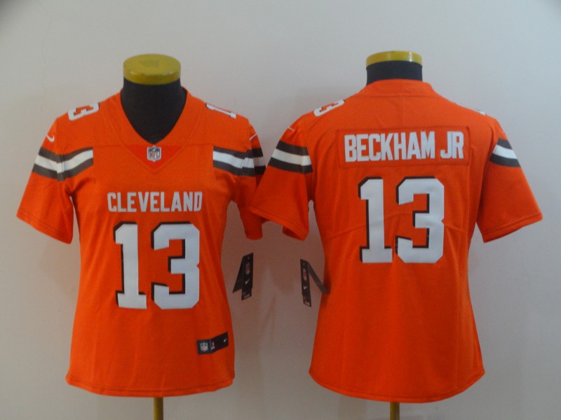 Womens NFL Cleveland Browns #13 Beckham JR Vapor Limited Orange Jersey