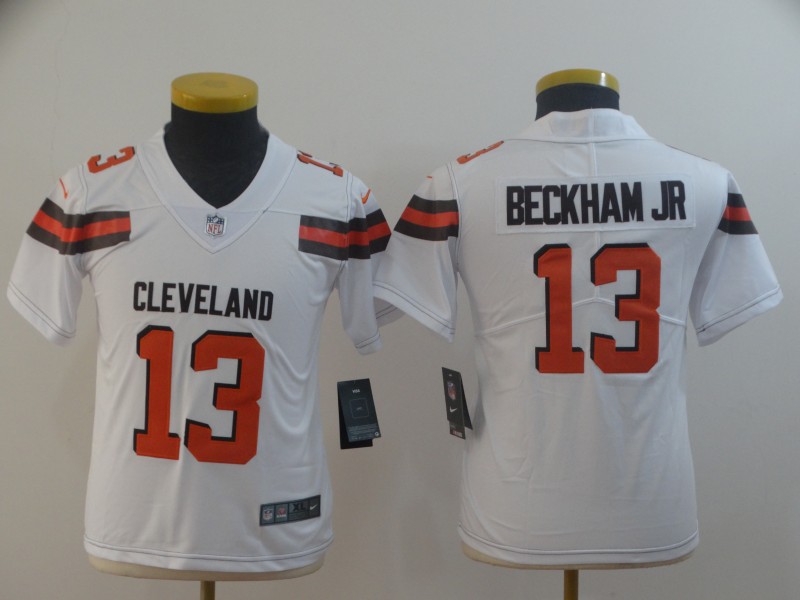 Kids NFL Cleveland Browns #13 Beckham JR Vapor Limited White Jersey