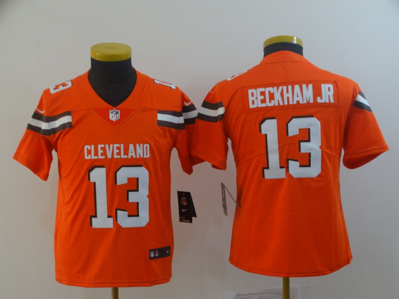 Kids NFL Cleveland Browns #13 Beckham JR Vapor Limited Orange Jersey