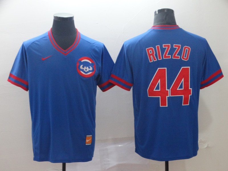 Mens Nike Chicago Cubs #44 Rizzo Cooperstown Collection Legend V-Neck Jersey