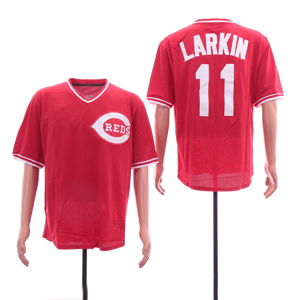 MLB Cincinnati Reds #11 larkin Red Throwback Jersey