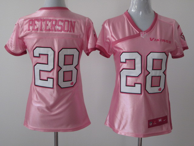 Nike Minnesota Vikings #28 Peterson Pink Women Jersey