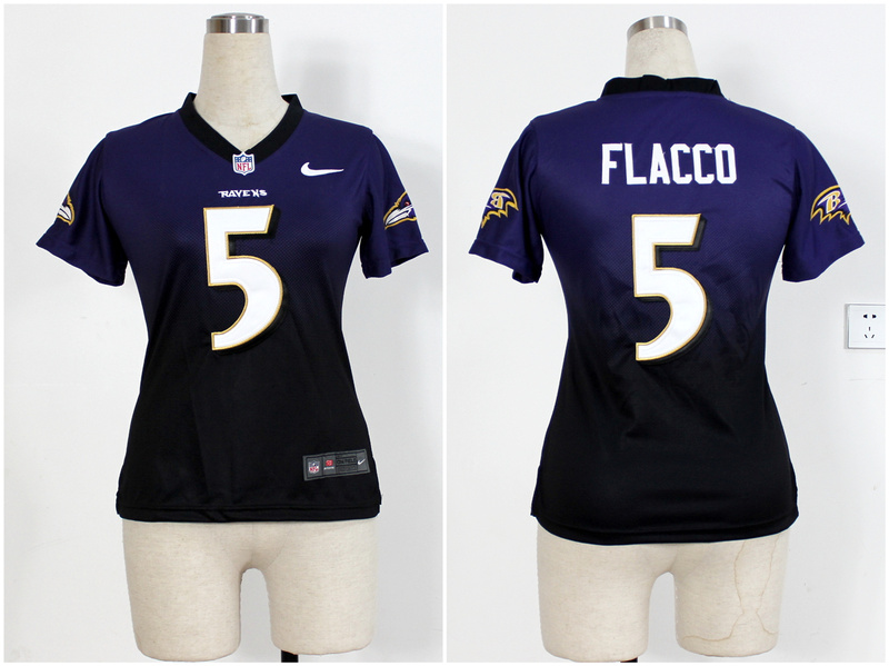 NFL Baltimore Ravens #5 Flacco Purple Drift Fashion II Womens Jersey