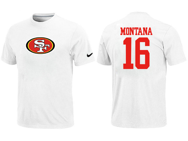  Nike San Francisco 49 ers 16  Montana Name& Number TShirt White 154 