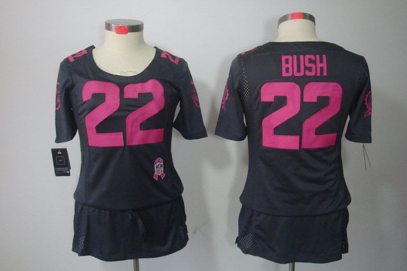 NFL Miami Dolphins #22 Bush Grey Women Breast Cancer Awareness Jersey