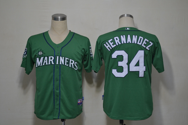 Hernandez Jersey Green #34 MLB Seattle Mariners Jersey