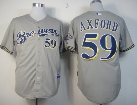 MLB Milwaukee Brewers 59 AXFORD Grey Jerseys.JPG