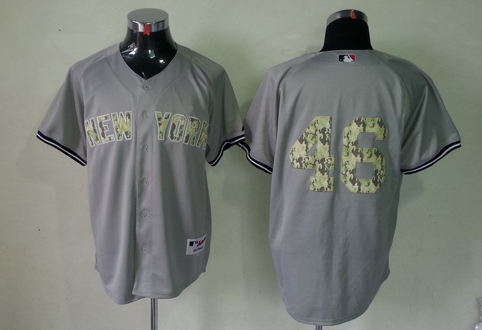 MLB New York Yankees #46 Camo Letters Jersey Grey Color