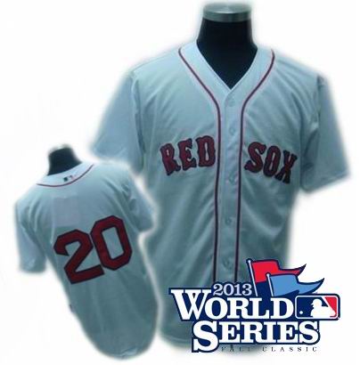 Boston Red Sox #20 Youkilis White jerseys cool base w2013 World Series Patch