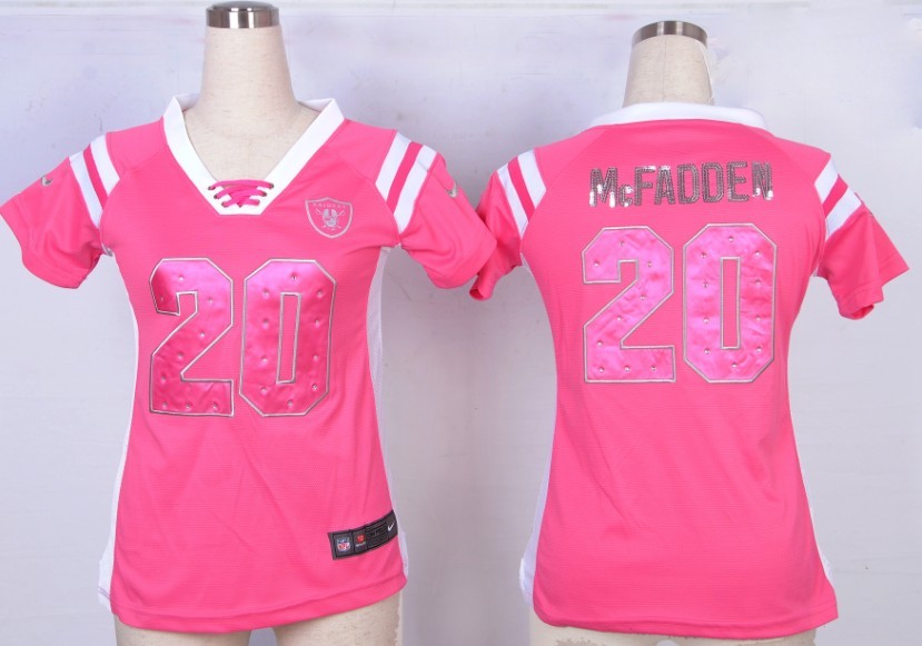 Nike NFL Oakland Raiders #20 McFadden Pink Womens Handwork Sequin lettering