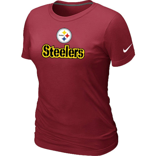  Nike Pittsburgh Steelers Authentic Logo Womens TShirt Red 7 