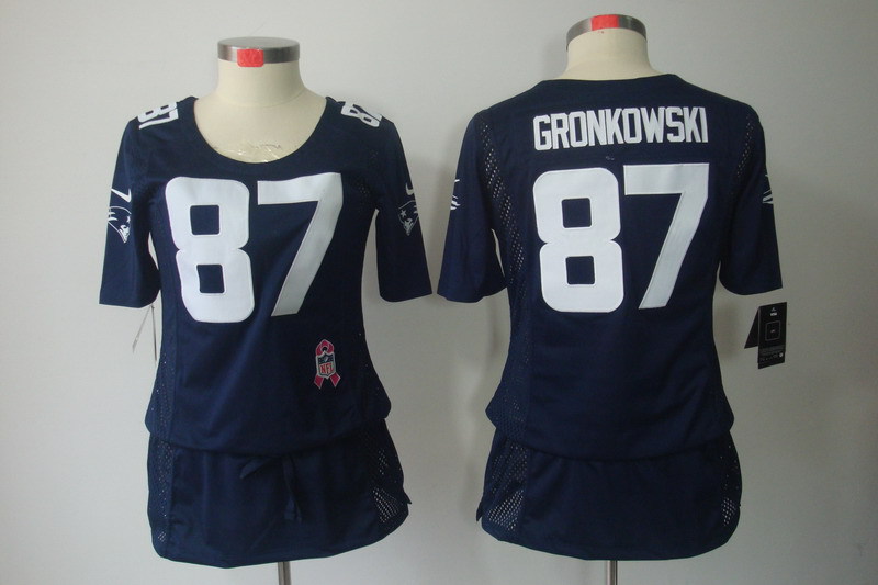 NFL New England Patriots #87 Gronkowski Blue Women Breast Cancer Awareness Jersey