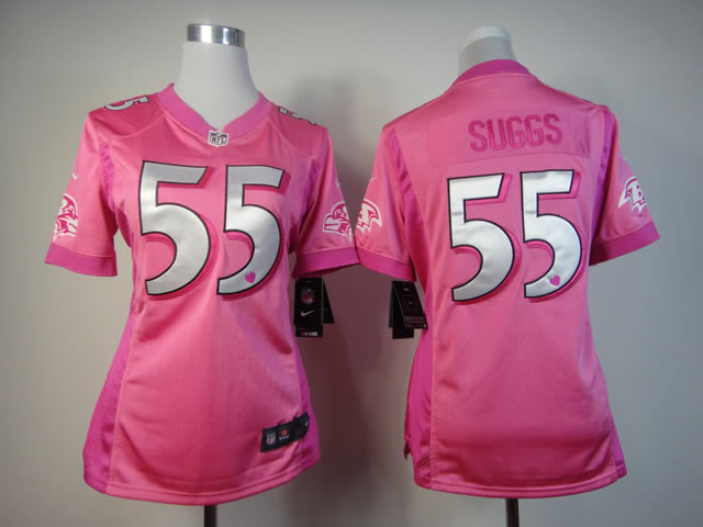 NFL Baltimore Ravens #55 Suggs Women Pink Jersey