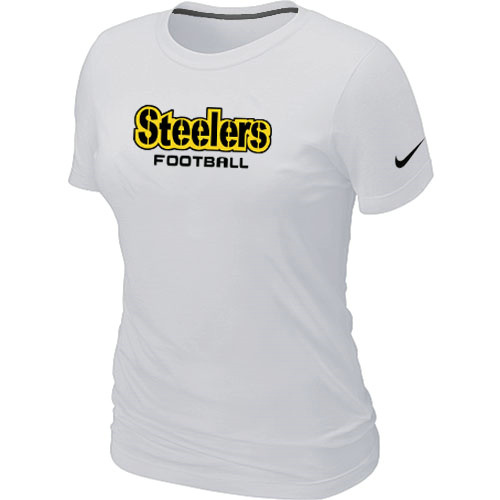  Nike Pittsburgh Steelers Sideline Legend Authentic Font Womens TShirt White 2 