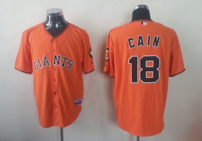 MLB San Francisco Giants #18 Cain Orange Jersey