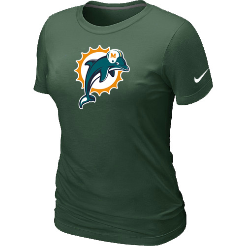  Miami Dolphins D- Green Womens Logo TShirt 59 