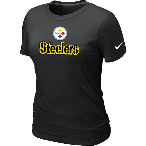  Nike Pittsburgh Steelers Authentic Logo Womens TShirt Black 8 