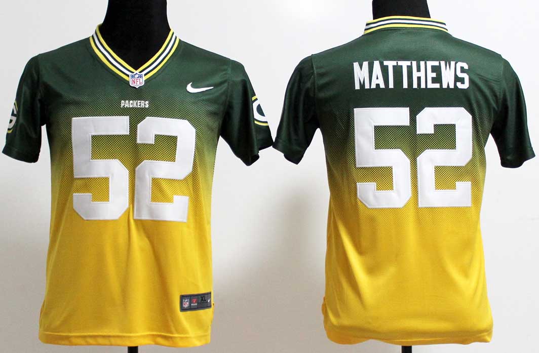 Nike NFL Green Bay Packers #52 Matthews Fadeaway Drift Fashion Youth Jersey