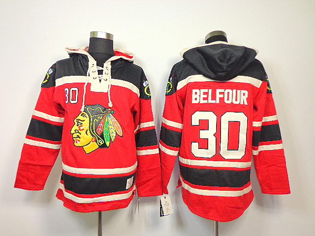 NHL Chicago Blackhawks #30 Belfour Red Hoodie