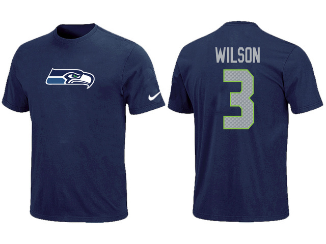  Nike Seattle Seahawks 3  Russell Wilson Name& Number TShirt 66 