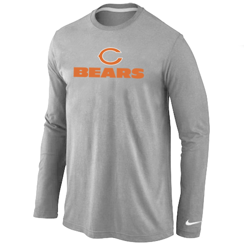 Nike Chicago Bears Authentic Logo Long Sleeve T-Shirt Grey