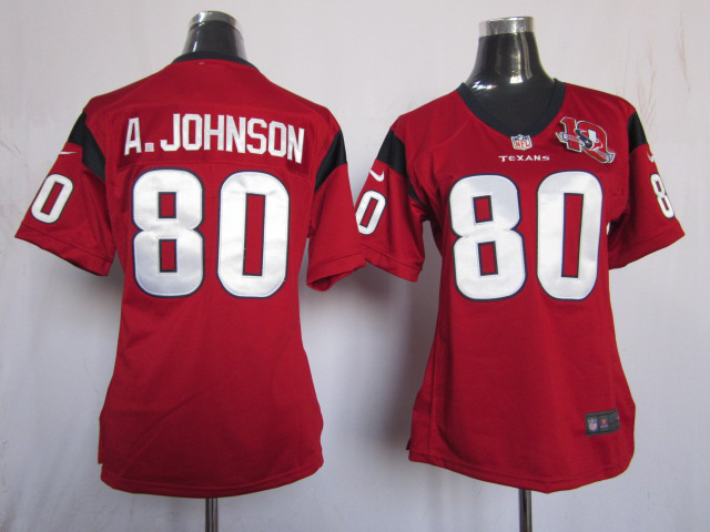 Red Andre Johnson Nike Texans Youth #80 10th Patch NFL Jersey