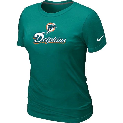  Nike Miami Dolphins Authentic Logo Womens TShirt Green 6 