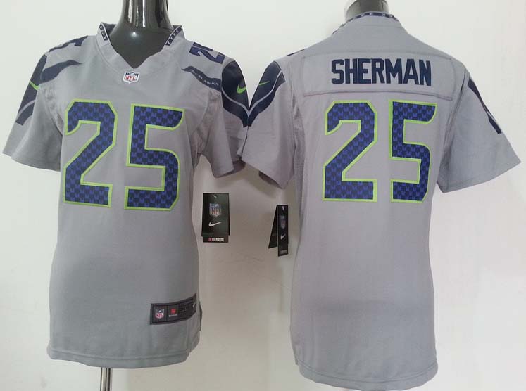 Nike NFL Seattle Seahawks #25 Sherman Grey Women Jersey