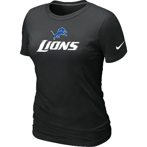  Nike Detroit Lions Authentic Logo Womens TShirtB Lack 4 