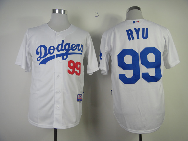 MLB Los Angeles Dodgers  #99 Ryu Jersey White