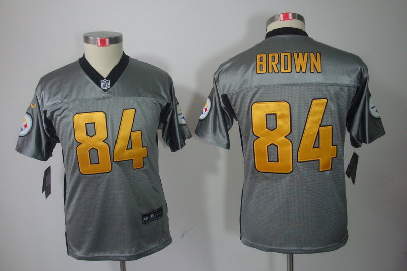 NFL Pittsburgh Steelers #84 Brown Youth Grey Lights Out Jersey