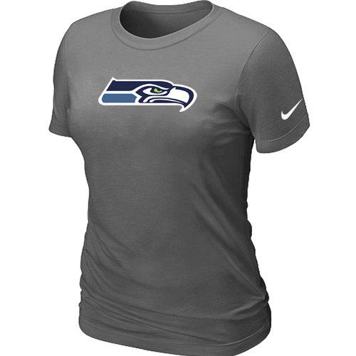  Seattle Seahawks D- Grey Womens Logo TShirt 58 
