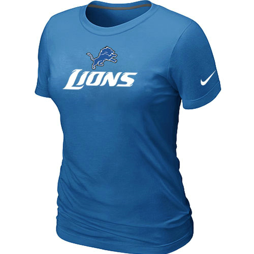  Nike Detroit Lions Authentic Logo Womens TShirt L- Blue 3 